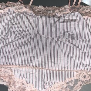 Victoria's Secret Pink Striped Lace Chemise